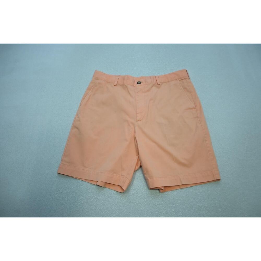 Brooks Brothers 346 Khaki Chino Shorts Peach Flat Front 8" INS Mens Size 36